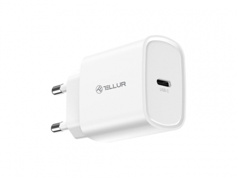 Încărcător priză ultra rapid Tellur 20W PD, USB-C, alb [1]