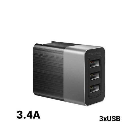Laptop, Tablete & Telefoane - Incarcator Retea 3.4A Mcdodo 3 Ports USB Travel Black