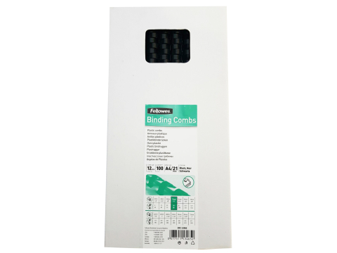 Inel plastic 12mm negru pt 56-80 coli 100/cut fellowes [3]