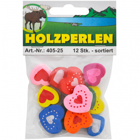 Art & Craft si Artizanat - Inimioare din lemn, colorate, 12 buc