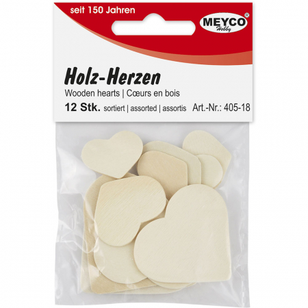 Art & Craft si Artizanat - Inimioare din lemn natural, 9 buc