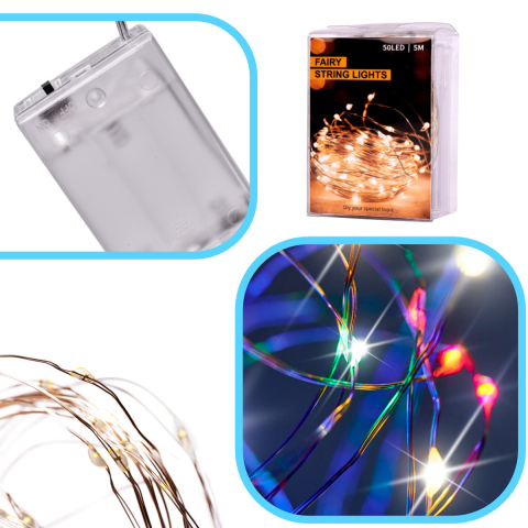 Instalatie Luminoasa LED pe Fir 10M 100 LED Multicolor cu Baterii [2]