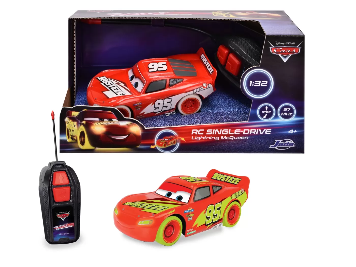 Jucării și Jocuri pentru copii - Jada masinuta rc fulger mcqueen glow racer scara 1:32