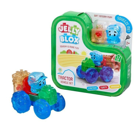 Jucarii interactive copii - Jelly Blox - Set de joaca cu tractor, 12 piese copii varsta 2-3 ani|3-5ani|5-7ani
