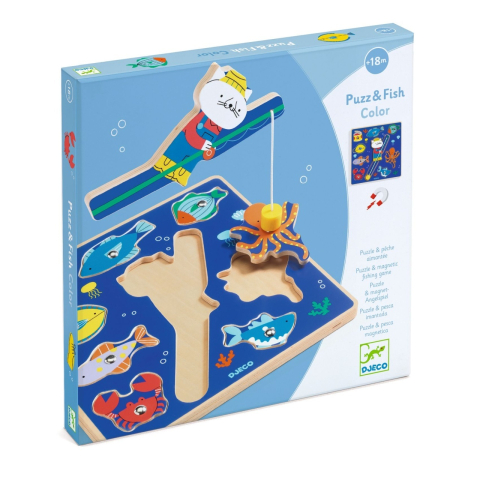 Jucării și Jocuri pentru copii - Joc 2 Ã®n 1 puzzle si pescuit magnetic, Djeco Baiat, Fata, varsta 1 - 3 ani, 3 - 6 ani