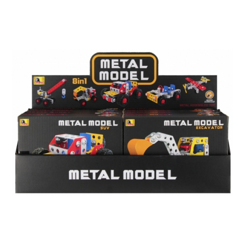 Mașini, trenulețe, vehicule - Joc constructie vehicule din metal MegaCreative 567506, 18x14x3cm, diverse modele, +6ani