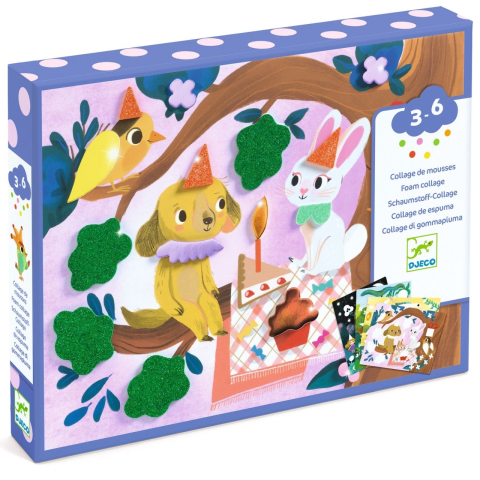 Art & Craft si Artizanat - Joc creativ Colaj cu stickere din spuma, Djeco Baiat, Fata, varsta 3 - 6 ani