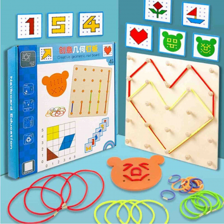 Joc creativ cu elastice, Geoboard, 4 ani+, colorat - Micostore.ro [4]