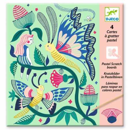 Art & Craft si Artizanat - Joc creativ cu planse de razuit, Flori in gradina, Djeco, varsta 6 - 9, 9+ ani, Baiat, Fata