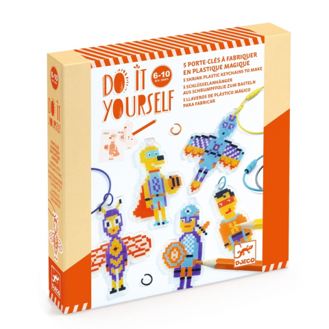 Art & Craft si Artizanat - Joc creativ DIY Brelocuri eroi, Djeco Baiat, varsta +9 ani, 6 - 9 ani