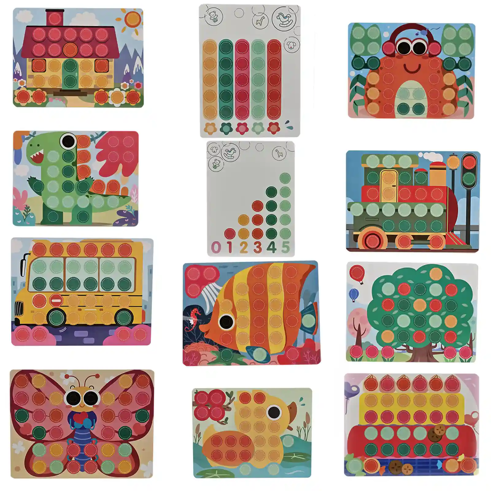 Joc creativ, mozaic cu 54 piuneze si 12 planse colorate, DiY [3]
