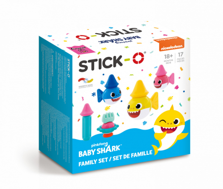 Jucării și Jocuri pentru copii - Joc cu magneti, Baby Shark, 17 piese, Stick-O, 18 luni+, varsta 1 - 3 ani, Baiat, Fata