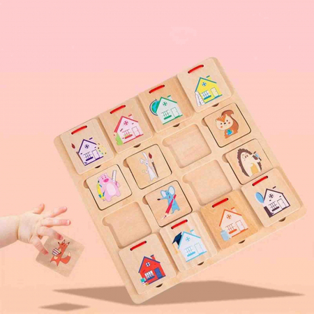 Joc de asociere si sortare, puzzle, Animale si casute, 16 piese [4]