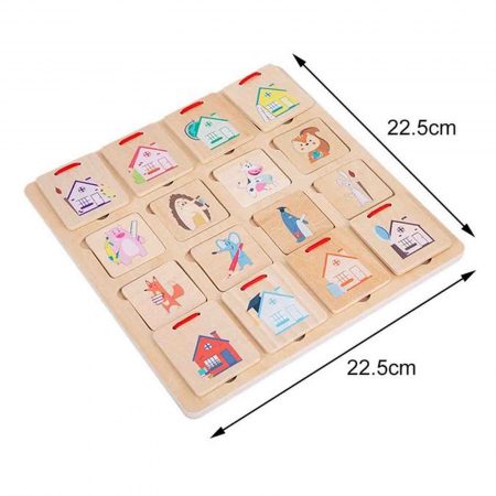 Joc de asociere si sortare, puzzle, Animale si casute, 16 piese [3]