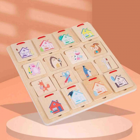 Joc de asociere si sortare, puzzle, Animale si casute, 16 piese [6]