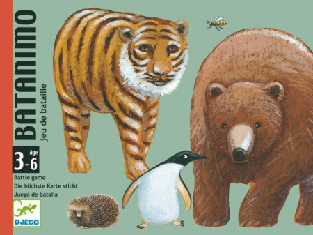 Jucării și Jocuri pentru copii - Batanimo, Joc de societaet cu 36 carti ilustrate cu animale, Djeco, varsta 3 - 6 ani, Baiat, Fata