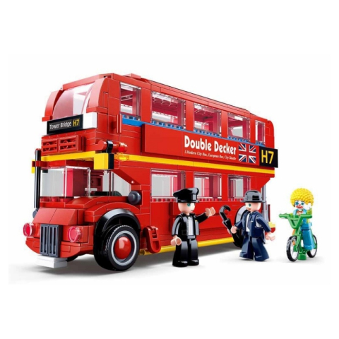 Jucării și Jocuri pentru copii - Joc de constructie Autobuz Londonez, pvc, Sluban M38-B0708, 382 piese, 42.5x33x6.7cm