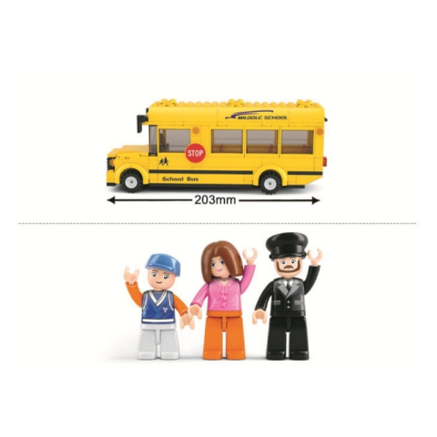 Joc de constructie Autobuz scolar, pvc, Sluban M38-B0507, 219 piese, 33x23.7x5.4cm [1]