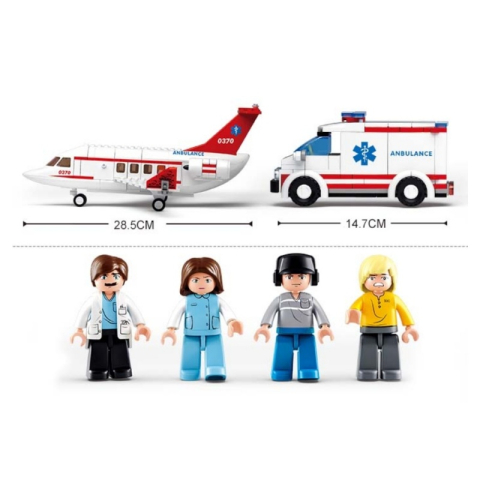 Joc de constructie Avion ambulanta, pvc, Sluban M38-B0370, 335 piese, 38x28.5x6.7cm [1]