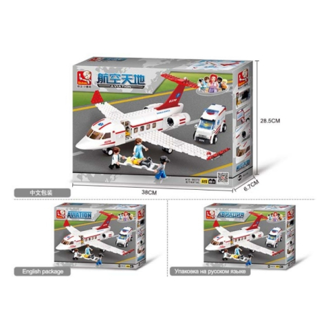 Joc de constructie Avion ambulanta, pvc, Sluban M38-B0370, 335 piese, 38x28.5x6.7cm [2]