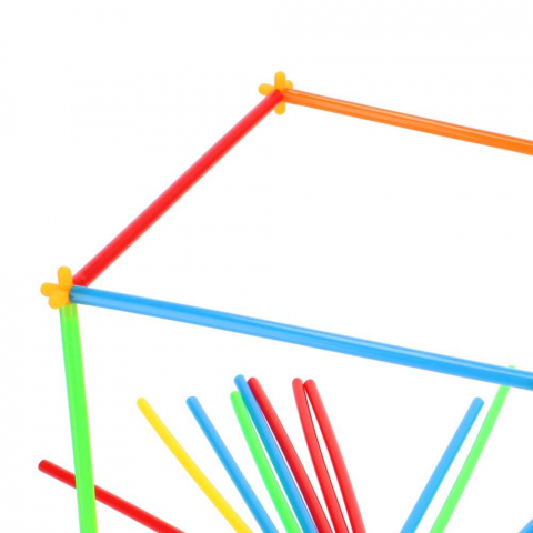Joc de constructie cu paie, 200 bete, multicolore, interconectabile [8]