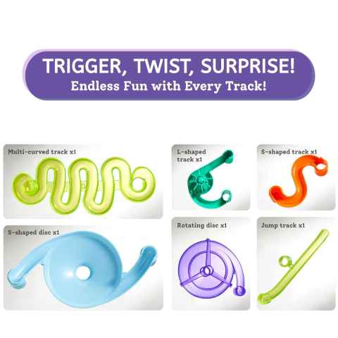 Joc de Constructie Pista pentru Bile Mideer Galaxy Marble Run - Set Educativ STEM cu 100+ Elemente [3]