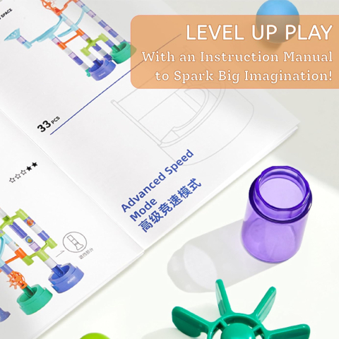 Joc de Constructie Pista pentru Bile Mideer Galaxy Marble Run - Set Educativ STEM cu 100+ Elemente [6]