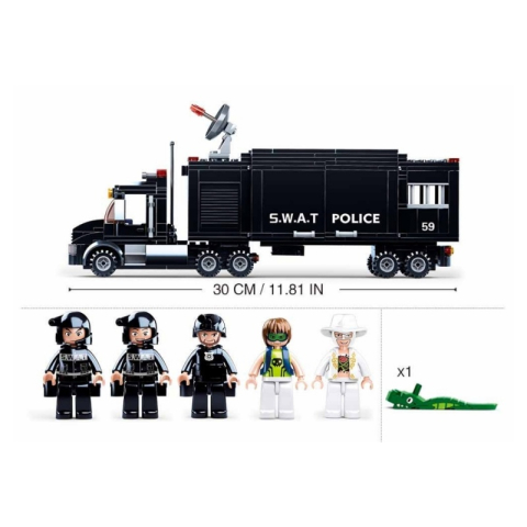 Jucării și Jocuri pentru copii - Joc de constructie Vehicul S.W.A.T, pvc, Sluban M38-B0659, 540 piese, 47.5x33x6.7cm