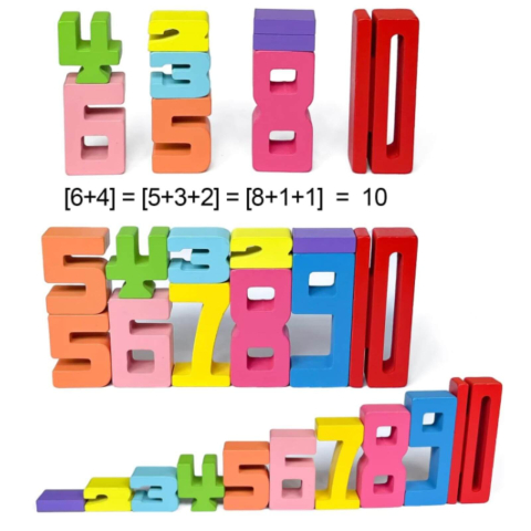 Joc de Construit cu Numere din Lemn, Set cu 20 Blocuri Cifre din Lemn, Jucarie Educativa Montessori pentru Invatarea Numerelor, Blocuri de Construit din Lemn Masiv [1]