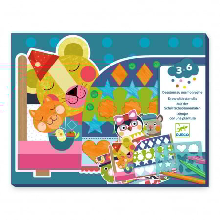 Seturi colorat, pictură și desen - Set de colorat si desenat cu sablon, Djeco, varsta 3 - 6 ani, Baiat, Fata