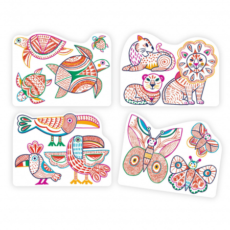 Set de colorat si desenat, Familii de animale, Djeco, varsta 3 - 6 ani, Baiat, Fata [3]