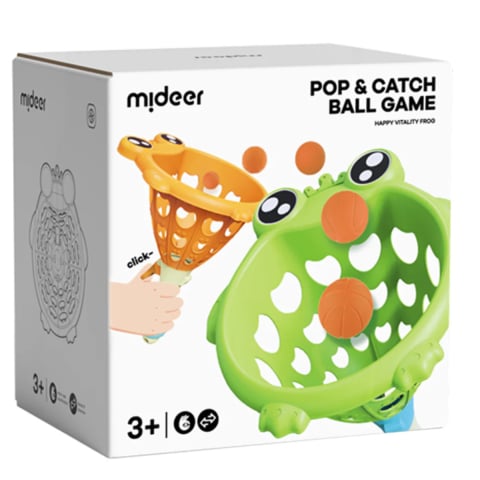 Jucării și Jocuri pentru copii - Joc de Lansat si Prins Mingea Pop and Catch – Set Sportiv cu 2 Rachete si 6 Mingi pentru Copii