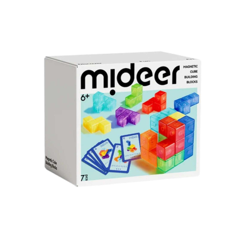 Joc de Logica, Cubissimo, Mideer, 7 piese magnetice si 54 carduri cu provocari, puzzle 3D, 6 ani+