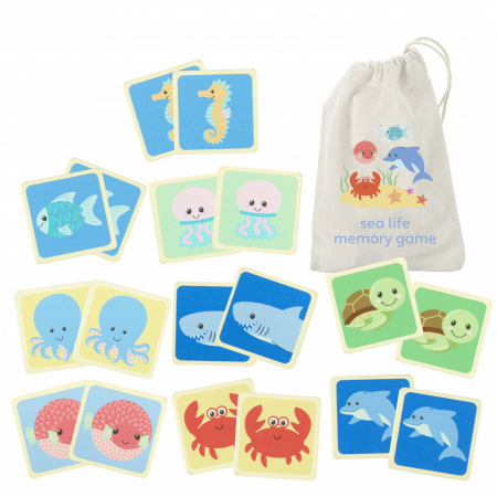 Jucării și Jocuri pentru copii - Joc de memorie din lemn, Vietatiile marii, Orange Tree Toys, varsta 3 - 6 ani, Baiat, Fata