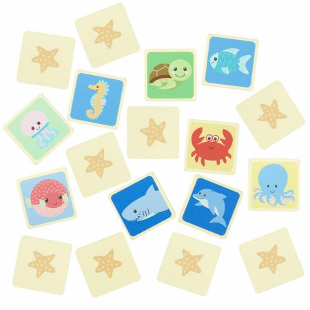 Joc de memorie din lemn, Vietatiile marii, Orange Tree Toys, varsta 3 - 6 ani, Baiat, Fata [2]