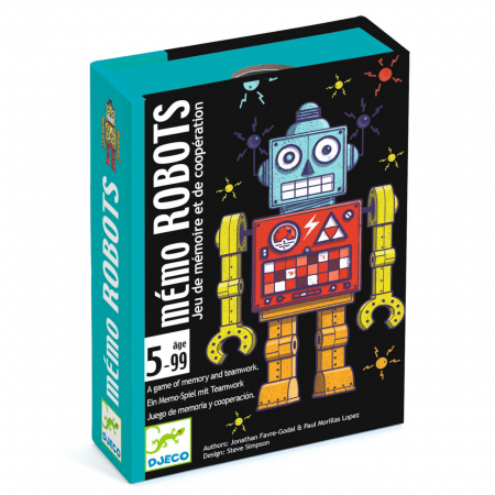 Cărți Educative, Activități - Memo Roboti, Joc de memorie si cooperare cu 34 de carti, Djeco