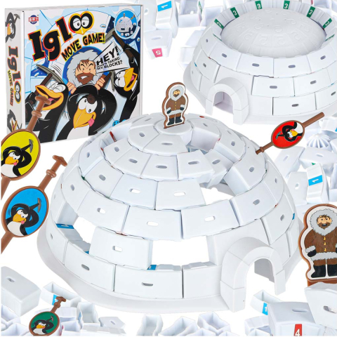 Jucării și Jocuri pentru copii - Joc de Societate Igloo Move Game, Joc de Dexteritate si Echilibru, 64 Blocuri de Gheata, 2-4 Jucatori, 5 ani+