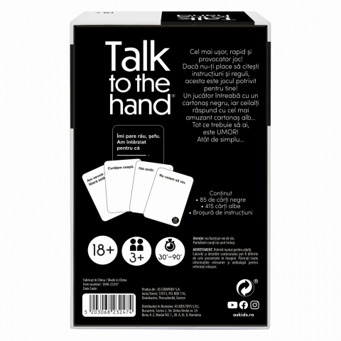 Joc de societate talk to the hand in limba romana, varsta de la 14 ani la +15 ani [6]