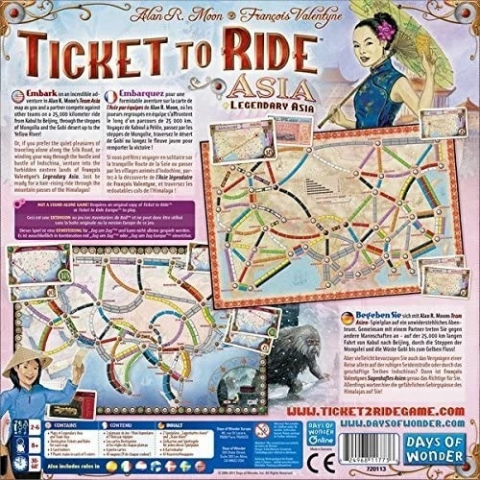 Joc de societate Ticket to Ride Map Collection Asia, extensie, limba engleza varsta 7-9 ani ,9-12 ani ,12-14 ani ,14-18 ani ,18+, Unisex [1]