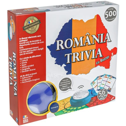 Jucării și Jocuri pentru copii - Joc de societate, Trivia Romania cu Buzzer Electronic, 500 de intrebari, Varsta 8 Ani+