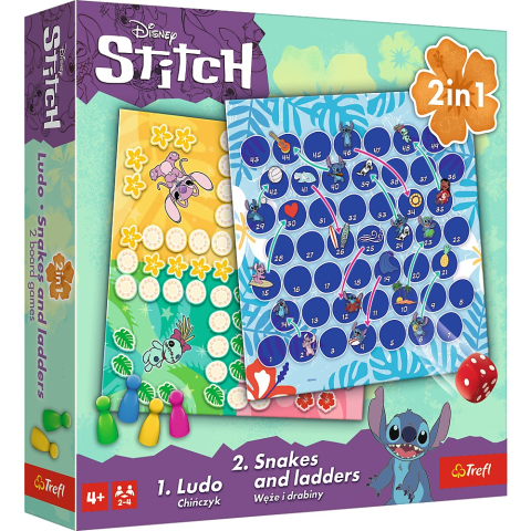 Jucării și Jocuri pentru copii - Joc disney stitch 2in1 ludo si serpisori scari varsta 3 ani -12 ani