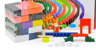 Joc Domino traseu cu 360 piese din lemn, multicolor. [3]