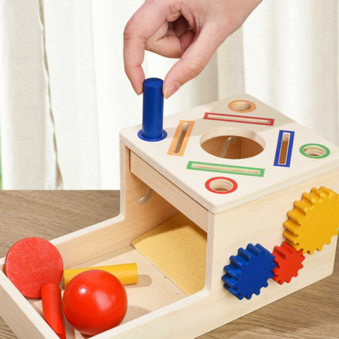 Joc Educativ Cutia Permanenta Montessori 4 in 1 | Sortare si Motricitate Lemn [5]