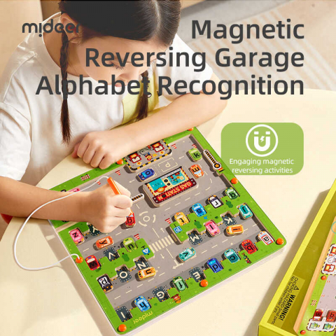 Joc educativ din lemn, magnetic, model parcare [3]