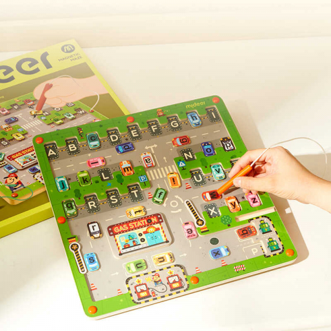 Joc educativ din lemn, magnetic, model parcare [5]