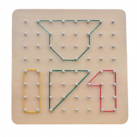 Geoboard din lemn cu elastice colorate, 54 de carduri cu imagini [3]