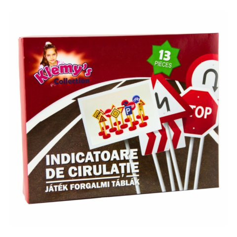 Jucării și Jocuri pentru copii - Joc educativ - Indicatoare de circulatie din lemn - Klemy's Collection, 13 piese, 3+ ani