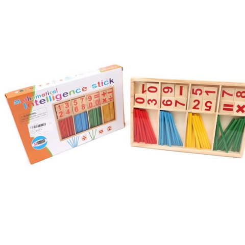 Joc educativ - Invata matematica - CNX, betisoare si cifre, din lemn, 72 de piese, multicolor, 3+ ani [1]