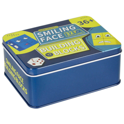 Joc emotii copii 3 ani+, expresii faciale, cuburi lemn, 26 carduri, cutie metalica [8]