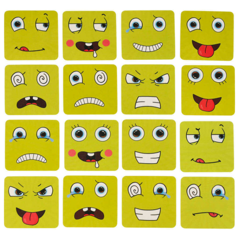 Joc emotii copii 3 ani+, expresii faciale, cuburi lemn, 26 carduri, cutie metalica [4]
